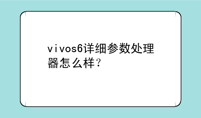 vivos6详细参数处理器怎么样？