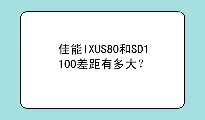 佳能IXUS80和SD1100差距有多大？