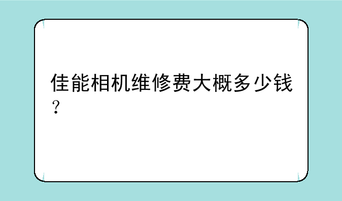 佳能相机维修费大概多少钱？