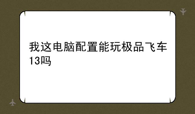 我这电脑配置能玩极品飞车13吗