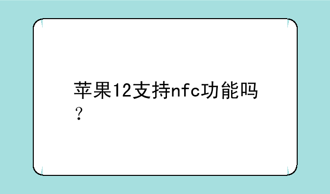 苹果12支持nfc功能吗？