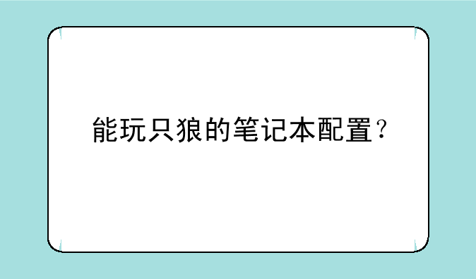 能玩只狼的笔记本配置？