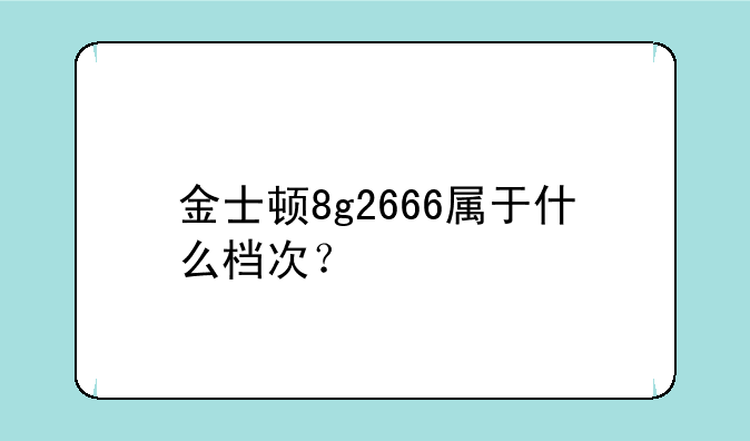 金士顿8g2666属于什么档次？