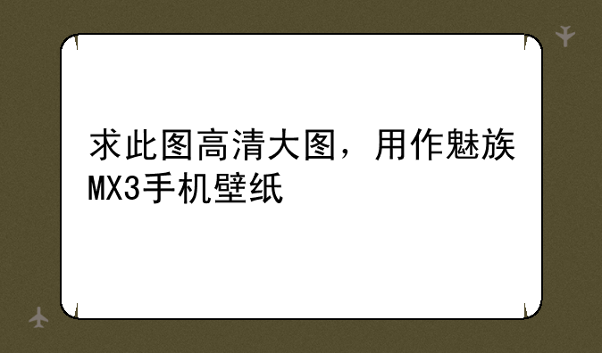 求此图高清大图，用作魅族MX3手机壁纸