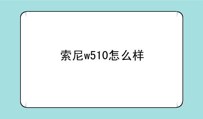 索尼w510怎么样