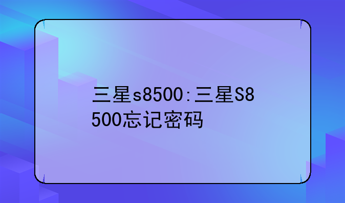 三星s8500:三星S8500忘记密码