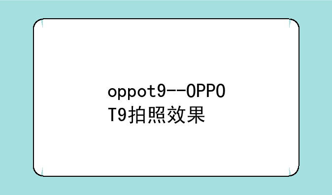 oppot9--OPPOT9拍照效果